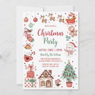 Cute Kids Christmas Party Invitation