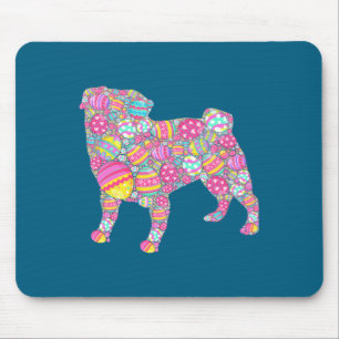 Cute Kids Colourful Eggs Pug Dog Puppy Mouse Mat
