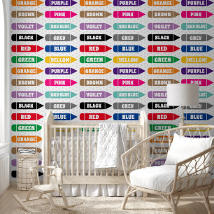 Cute Kids Colours Learning Repeat Pattern Wallpaper