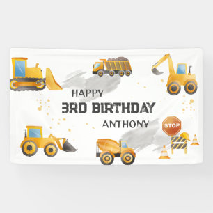 Cute Kids Construction Birthday Banner