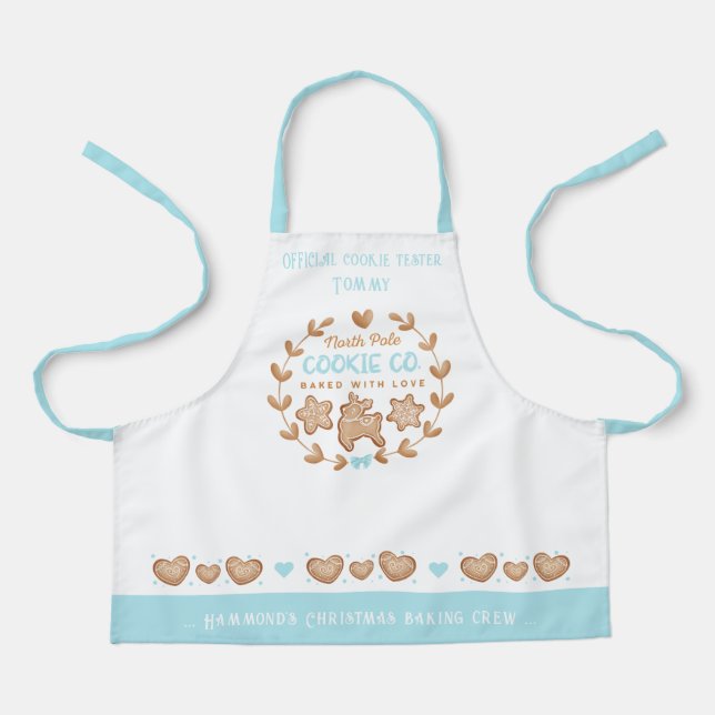 Cute Kids' Cookie Baking Name Christmas Apron (Front)