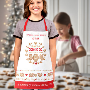 Cute Kids' Cookie Baking Red Christmas Apron