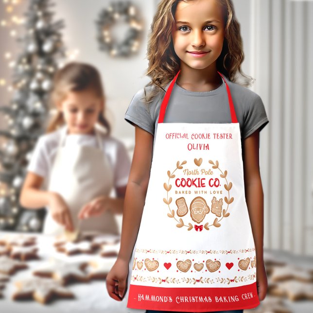 Cute Kids' Cookie Baking Red Christmas Apron (Cute Kids' Cookie Baking Red Christmas Apron)