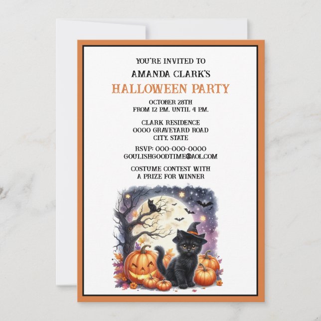 Cute Kids Costume Halloween Party Invitation (Front)