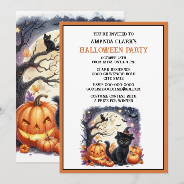 Cute Kids Costume Halloween Party Invitation (Front/Back)