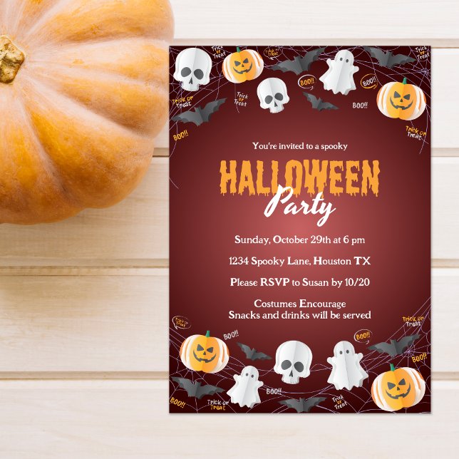 Cute Kids Costume Party Trick or Treat Halloween Invitation (Creator Uploaded)
