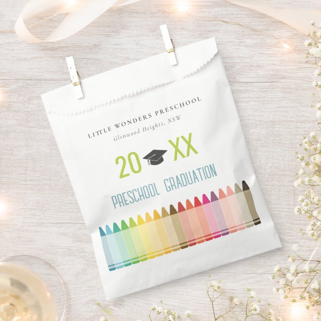 Cute Kids Crayon Fun Rainbow Preschool Graduation Favour Bags (Clipped)