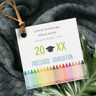 Cute Kids Crayon Fun Rainbow Preschool Graduation Favour Tags