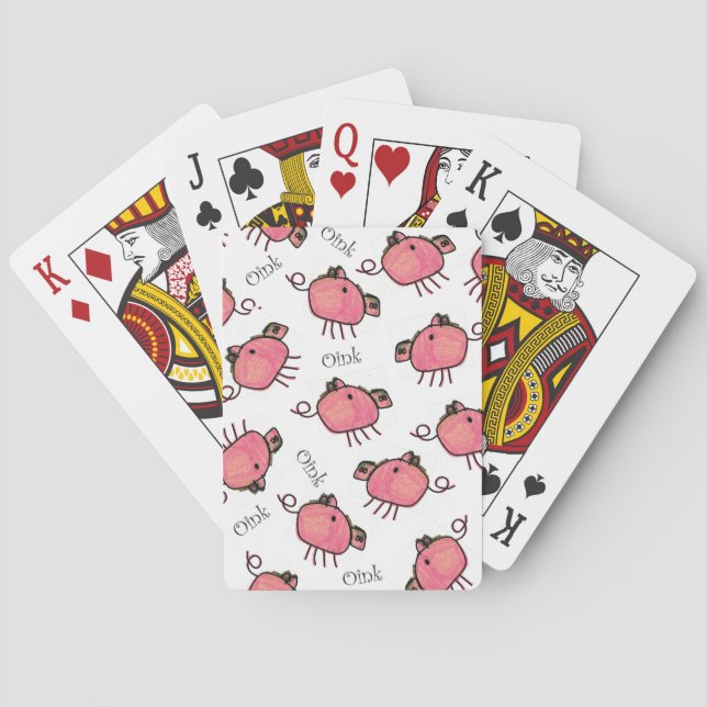 Cute Kid's Crayon Pigs Playing Cards (Back)