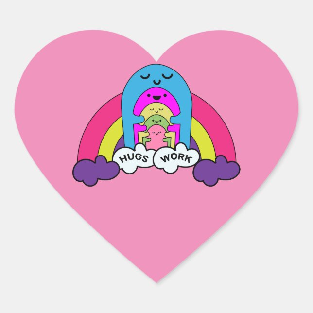 Cute Kids | Cute Hugs | Children | Sweet Fleece Bl Heart Sticker (Front)
