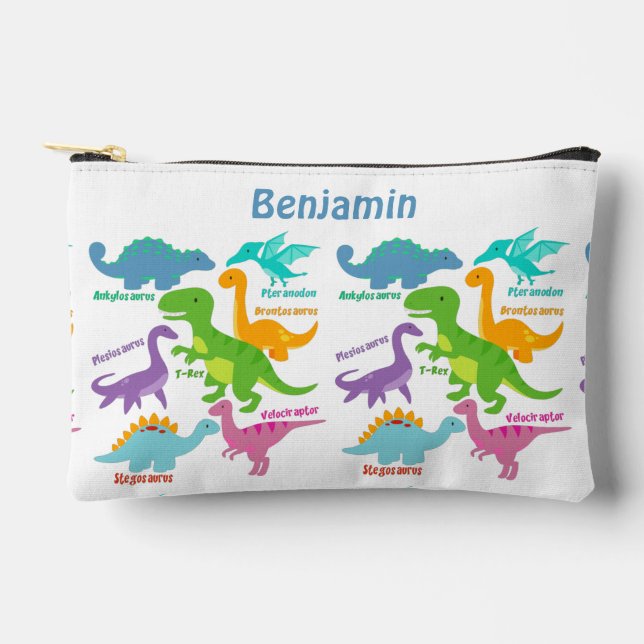 Cute Kids Dinosaur And Names Accessory Pouch (Front)