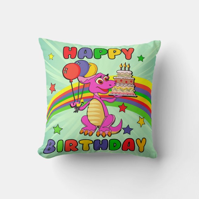 Cute Kids dinosaur birthday Cushion (Front)