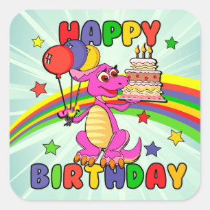 Cute Kids dinosaur birthday Square Sticker