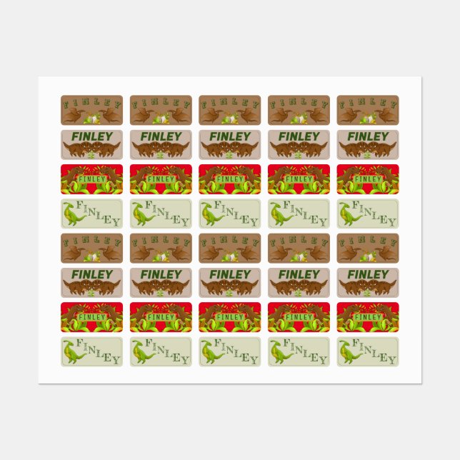 Cute Kids Dinosaur Day Care School Clothing Label (Sheet)