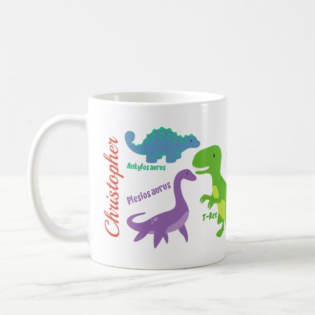 Cute Kids Dinosaur Names Coffee Mug (Left)