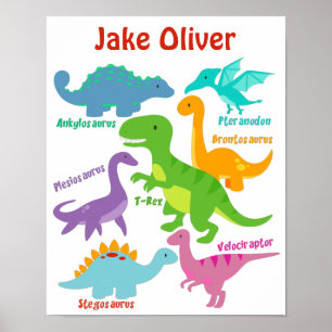Cute Kids Dinosaur Nursery Poster