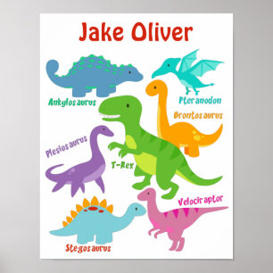 Cute Kids Dinosaur Nursery Poster