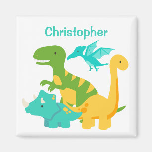 Cute Kids Dinosaur Personalised Magnet