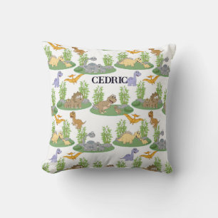 Cute Kids' Dinosaur Tree Pattern Name Custom Cushion