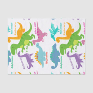 Cute Kids Dinosaurs And Names Tissue Paper
