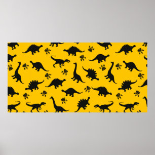 Cute kids dinosaurs pattern Colorful dinosaurs on Poster