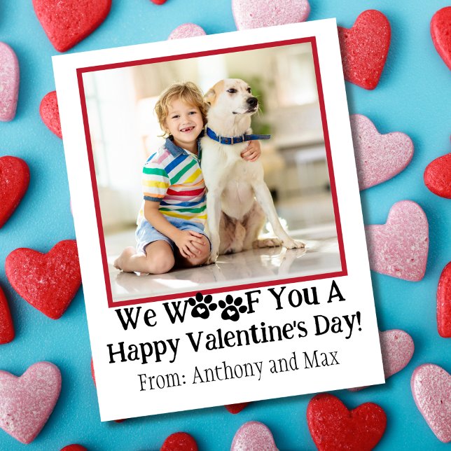 Cute Kids Dog Photo Classroom Valentine's Day Card (Creator Uploaded)