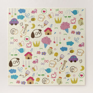 Cute Kids Doodle Pattern Jigsaw Puzzle
