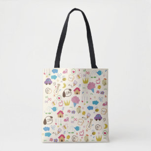 Cute Kids Doodle Pattern Tote Bag