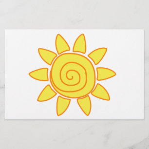 Cute Kids Drawing Sun Illustration Stationery