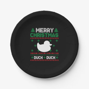 Cute Kids Duck Ugly Christmas Tshirt Paper Plate
