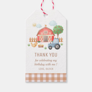 Cute Kids Farm Animals Birthday Thank You Gift Tags