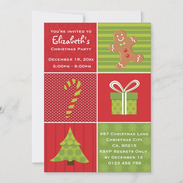 Cute Kids Festive Christmas Party Invitation (Front)