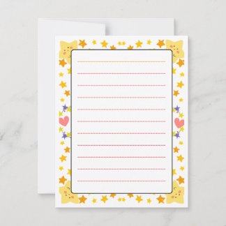 Cute Kids Flat Note Card – Colourful Stars & Heart