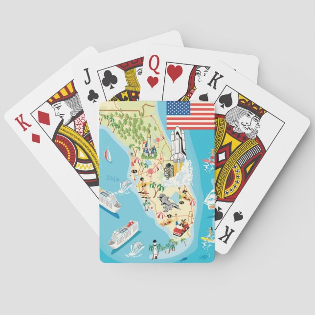 Cute Kids Florida Map Playing Cards (Back)