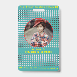 Cute Kid's Football Colourful Custom Photo Chil ID Badge