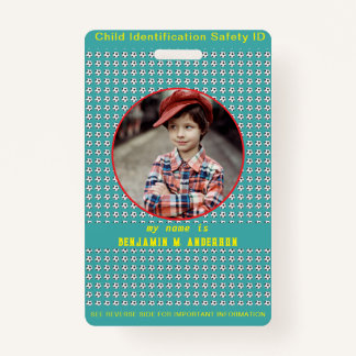 Cute Kid's Football Colourful Custom Photo Chil ID Badge