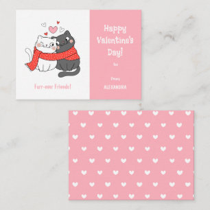 Cute Kids Forever Friends Cat Valentines Day Pink Card