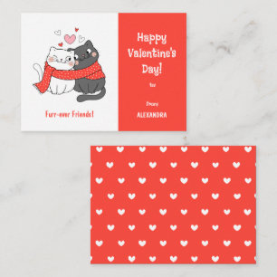 Cute Kids Forever Friends Cat Valentines Day Red Card