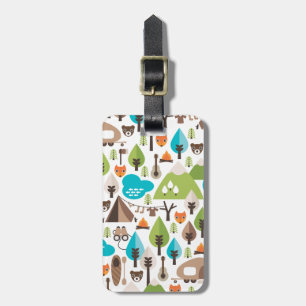 Cute kids fox camping wildlife luggage tag