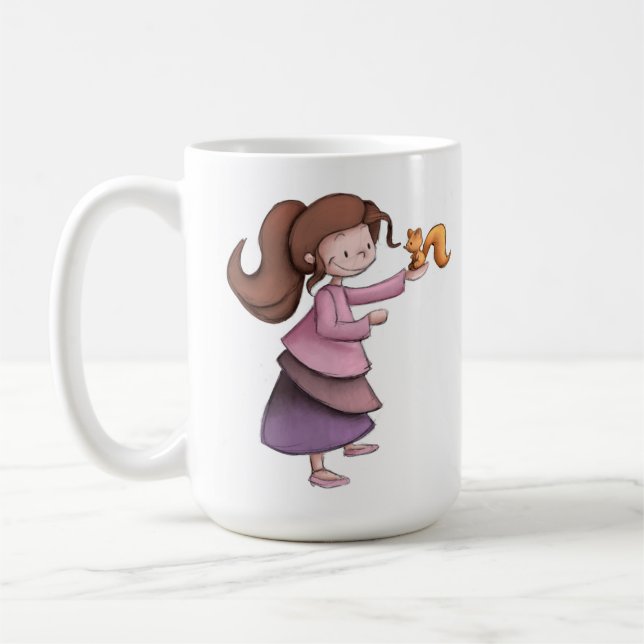 Cute Kids Girl Squirrel Coffee Mug (Left)