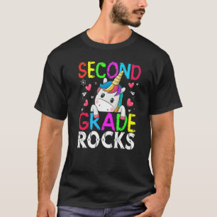 Cute Kids Girls Unicorn Second Grade Rocks Back To T-Shirt