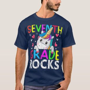 Cute Kids Girls Unicorn Seventh Grade Rocks Back T T-Shirt
