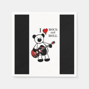 Cute Kids Guitar Rock and Roll Teddy Music Party Napkin