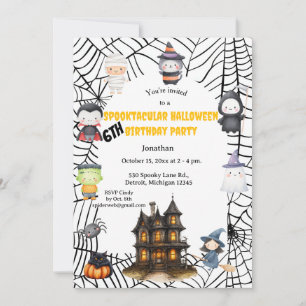 Cute Kids Halloween Birthday Invitation