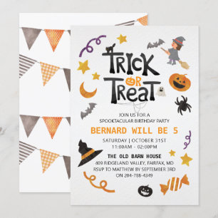 Cute Kids Halloween Birthday Party Invitation
