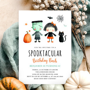 Cute Kids Halloween Birthday Party Invitation