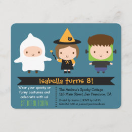 Cute Kids Halloween Birthday Party Invitations