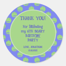 Cute Kids Halloween Birthday Thank You Sticker
