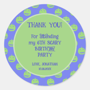 Cute Kids Halloween Birthday Thank You Sticker