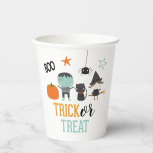 Cute kids Halloween Birthday Trick or Treat Party Paper Cups